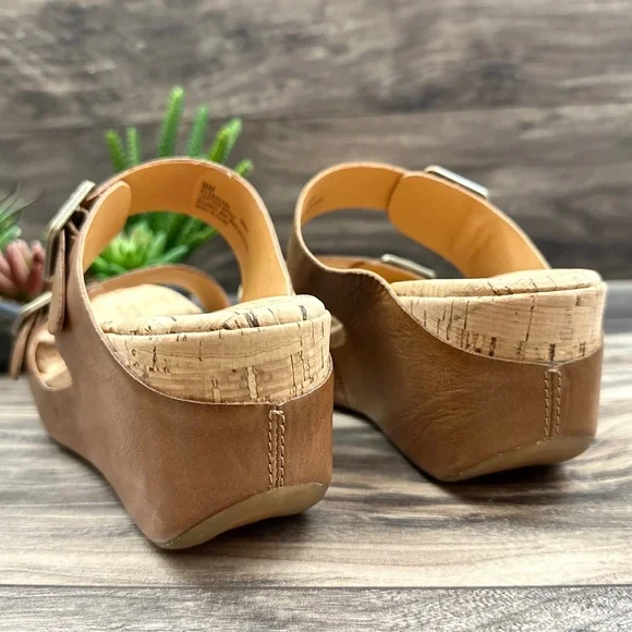 NIB Kork Ease Grace Slip On Wedge Sandal Brown Leather - Picture 7 of 11